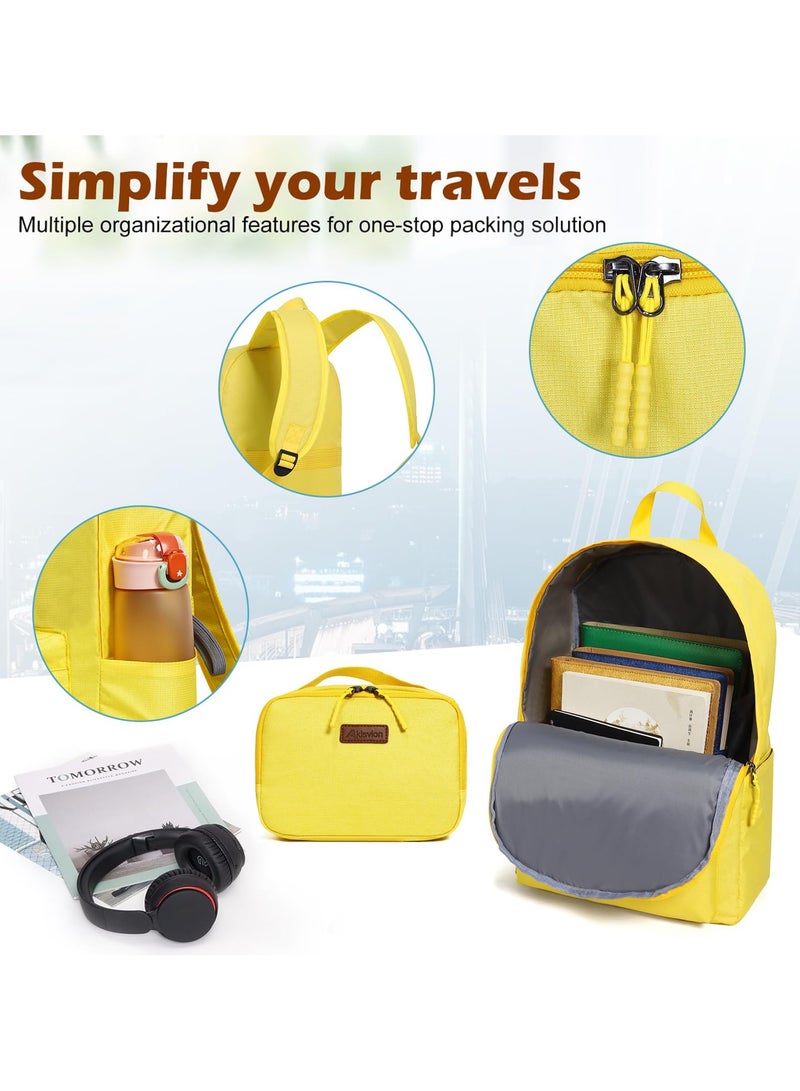 أكلسفيون حقيبة سفر صلبة مقاس 20 بوصة، حقيبة سفر خفيفة الوزن مع 4 عجلات دوارة، حقيبة سفر صلبة من مادة ABS وPC باللون الأصفر - Image 4