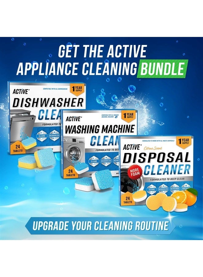 Active أقراص منظف ومزيل روائح غسالة الصحون - عبوة 24 قرص لتنظيف عميق وإزالة الترسبات لغسالة الصحون، قوية، آمنة على أنظمة الصرف الصحي، مزيل طبيعي للترسبات الكلسية، الكالسيوم، الرائحة، العطر - إمداد لمدة 12 شهرًا - Image 5