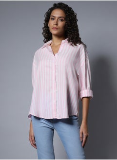 HIGH STAR Boxy Striped Longline Casual Shirt for Women  - Image 2