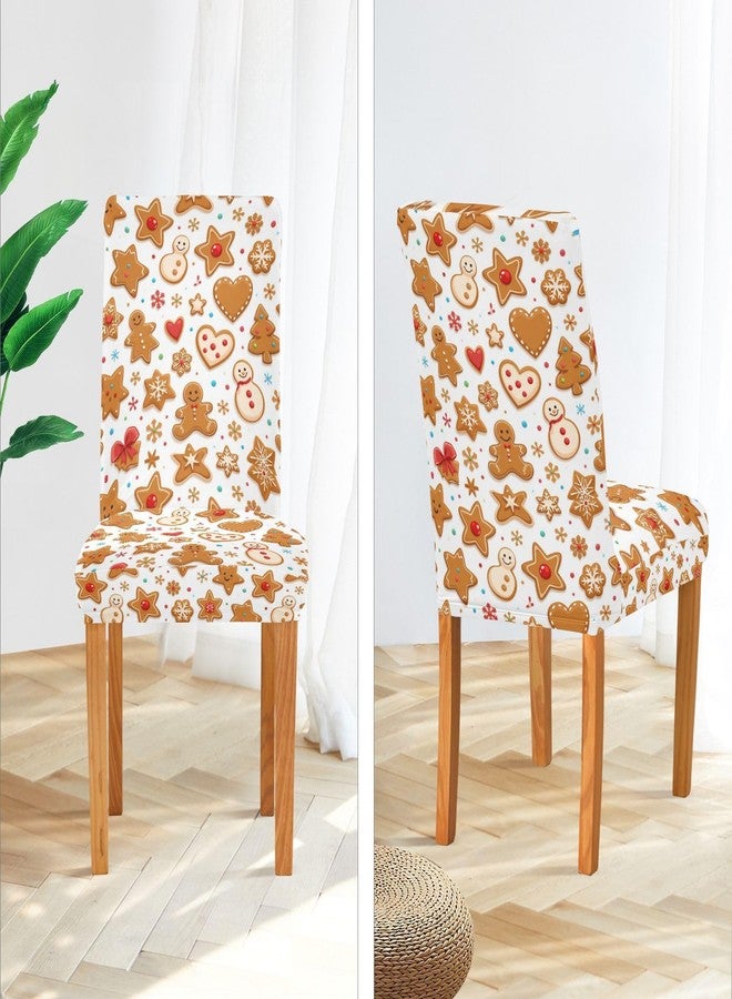 Kcldeci Christmas Spandex Chair Covers for Dining Room Set of 4, Gingerbread Cookies Parsons Slipcover Xmas Chair Back Cover Kitchen Stretch Printed Chair Protectors Covers - Image 5