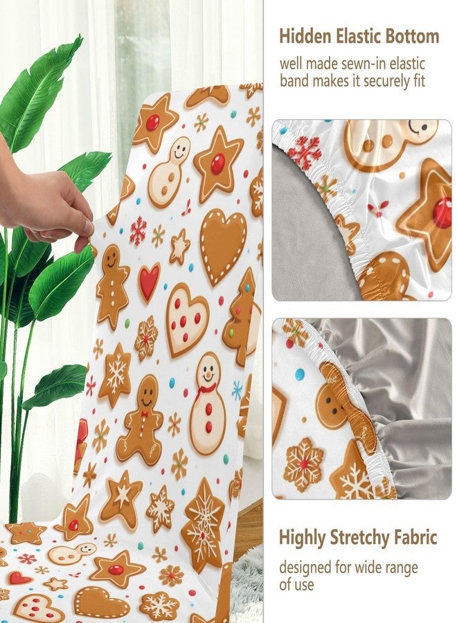 Kcldeci Christmas Spandex Chair Covers for Dining Room Set of 4, Gingerbread Cookies Parsons Slipcover Xmas Chair Back Cover Kitchen Stretch Printed Chair Protectors Covers - Image 4