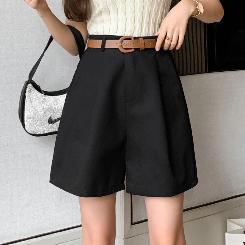 Khaki Cargo Shorts For Women, Summer Thin High-Waisted Slimming Loose Wide-Leg Mid-Length Casual Suit Shorts Trendy - Image 3