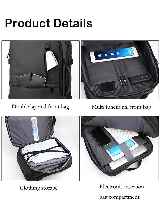 Miya Business Travel Laptop Backpack Anti-Theft Durable Computer Bag With USB Charging Port Waterproof College School Backpack For Men & Women Fits 17 Inch Notebook Black  - Image 4