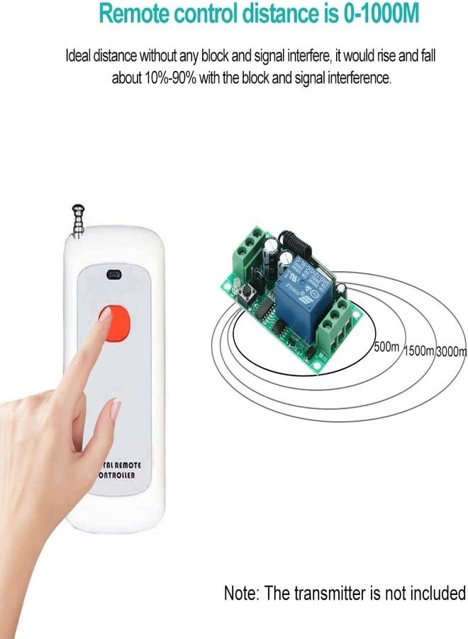 ROBOWAY 1 Button RF Remote Control, 100m Long Range Distance, 1CH Wireless Remote Control, 433Mhz RF Switches - WHITE - Image 3