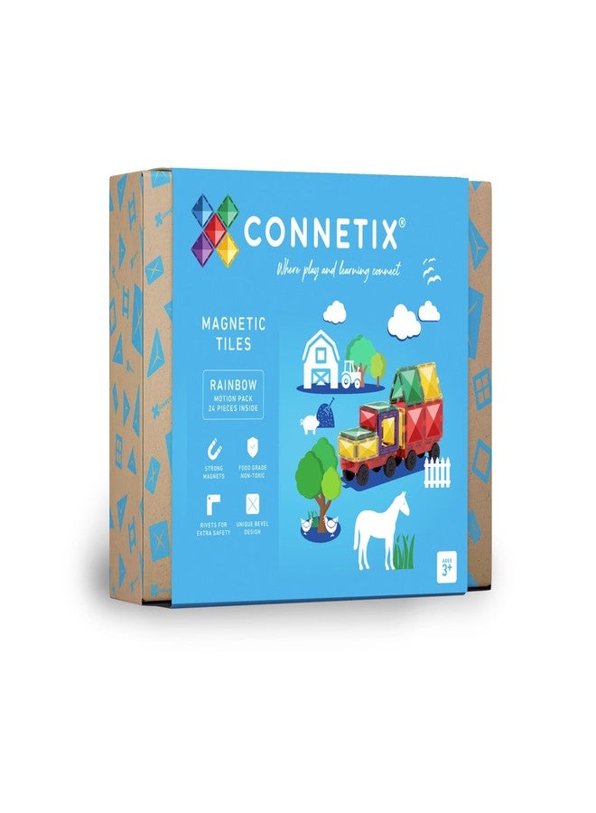 CONNETIX Magnetic Tiles Rainbow Motion Pack, 24 Pieces - Image 1