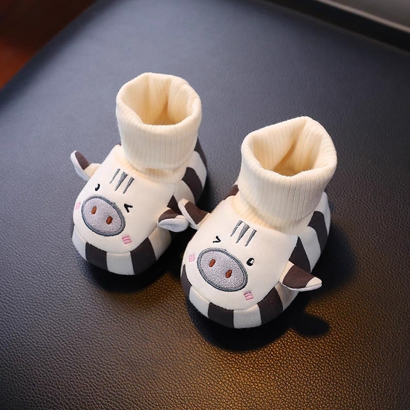 Qi Ta Baby Cotton Boots for 0-12 Months, Soft Sole First-Walk Shoes, Winter Warm Fleece-Lined, Anti-Slip, Unisex - Image 1