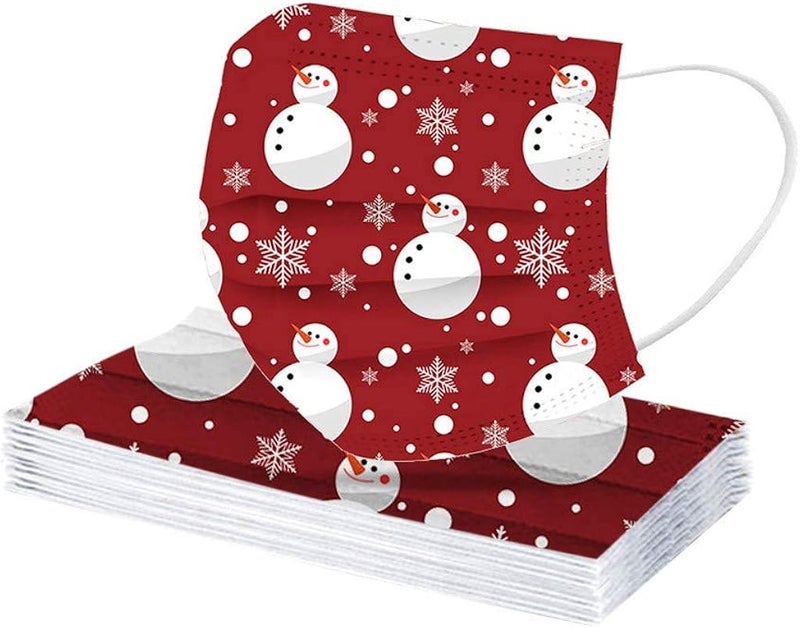 woobles 50Pcs Christmas Masks Disposable Adult, Cute Snowman Santa Claus Winter 2022 Designs Breathable 3 Ply Full Face Protection Christmas 03,50pc - Image 4