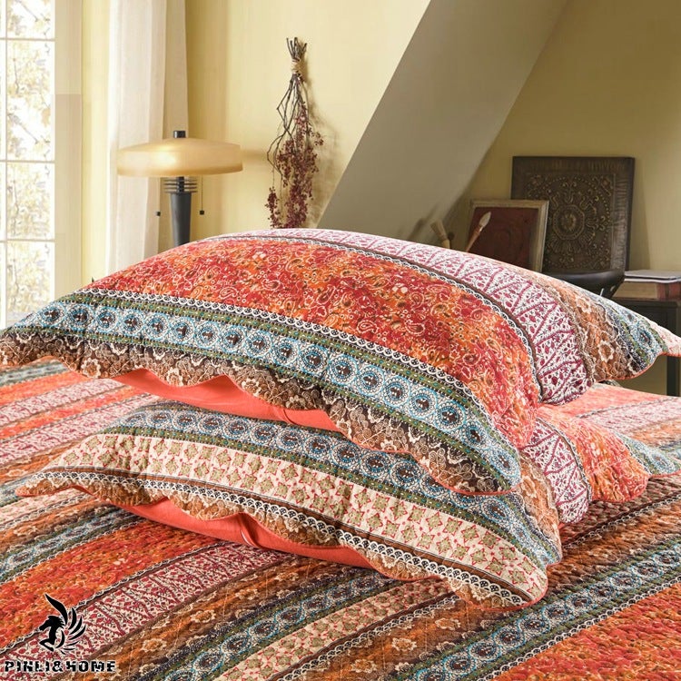 Bohemian Style Imitation Printing Bedding American Plain Double-Sided Pure Cotton Quilting Cover Three-Piece Set For - Image 4