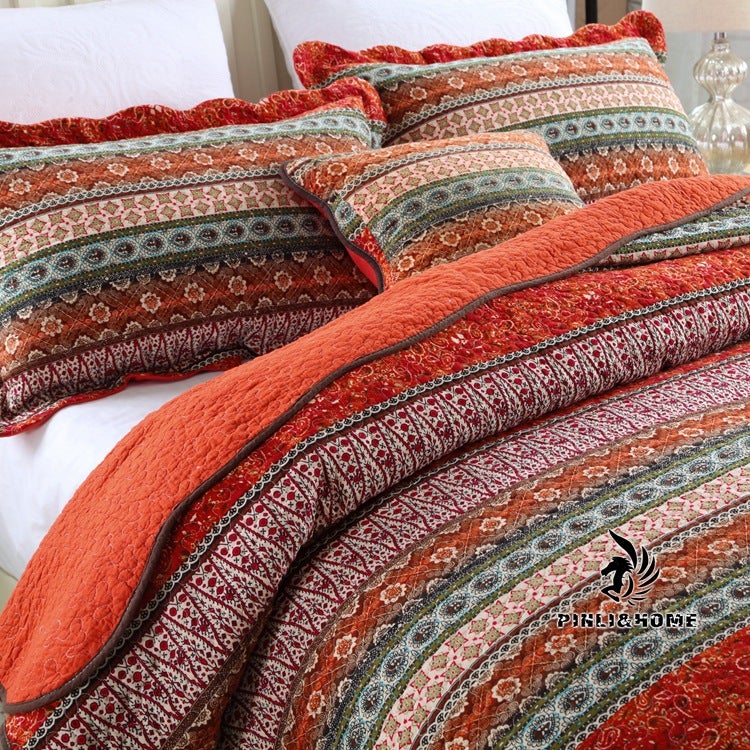Bohemian Style Imitation Printing Bedding American Plain Double-Sided Pure Cotton Quilting Cover Three-Piece Set For - Image 3