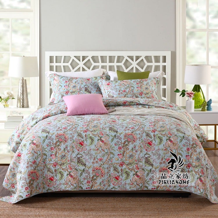 Bohemian Style Imitation Printing Bedding American Plain Double-Sided Pure Cotton Quilting Cover Three-Piece Set For - Image 1