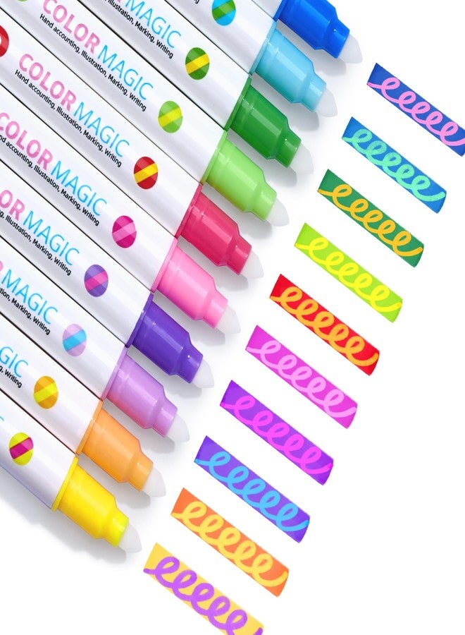 JoyCat 10 Color Changing Highlighter Pens,Dual Tip Magic Markers,Assorted Fluorescent Colors for Art Journaling,Note Taking&School Office Journaling Supplies,No Bleed,Ideal gift▮ for Kids&Adult - Image 1