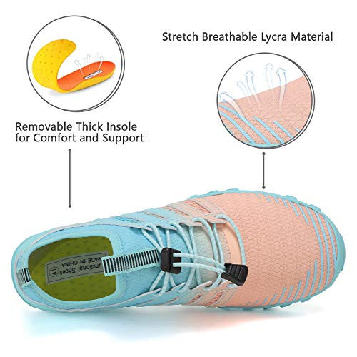 WateLves Water Shoes Mens Womens Beach Swim Shoes Quick-Dry Aqua Socks Pool Shoes for Surf Yoga Water Aerobics (Gradient Pink Blue, 36) - Image 4