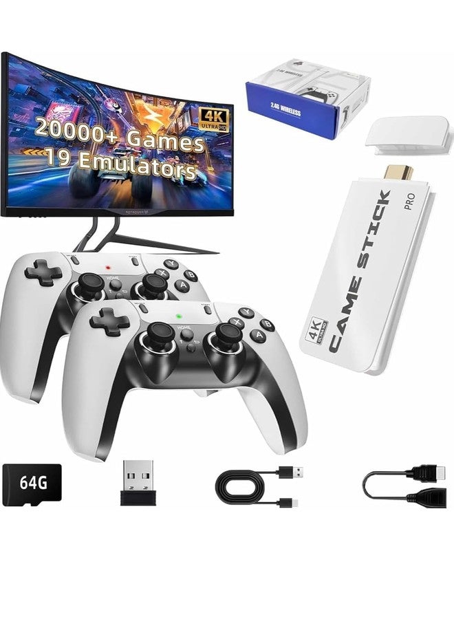 SSR New Retro Game Console, Nostalgia Gaming Stick, Classic Video Games with 4K HDMI, 20,000+ Games and 19 Emulators, Upgraded Dual 2.4G Wireless Controllers 64GB - Image 1