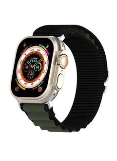 Replacement Strap Double Color Nylon Watch Band For Apple Watch Ultra 49mm Black+Green