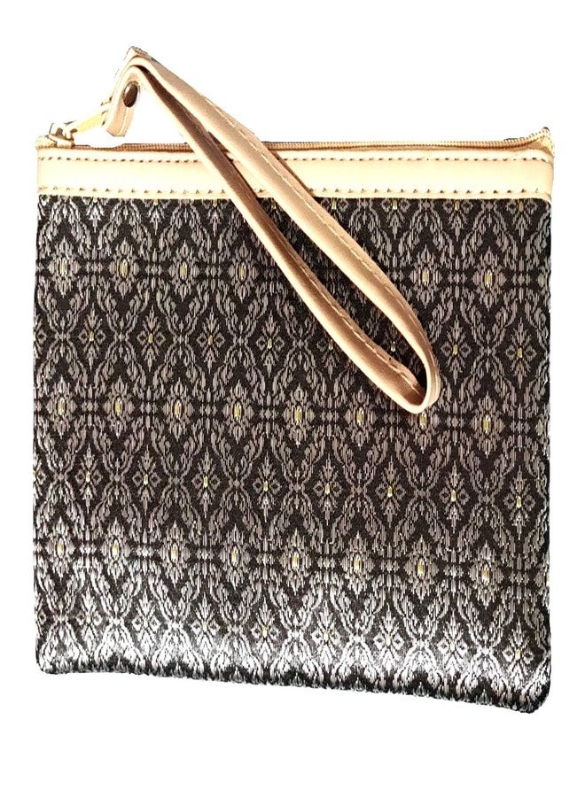 DeLegarde Traditional Brocade Clutch Wallet for Women, Black, 18 x 9.5 cm - Image 1