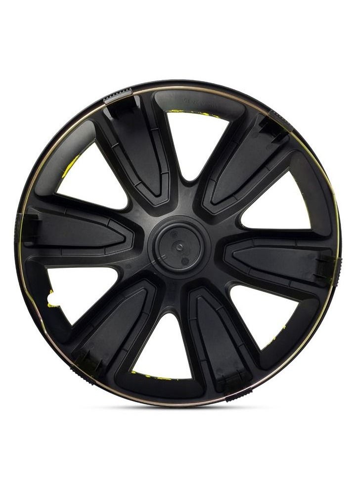 Pistol 15'' Inch 4PC Automotive Wheel Hub Wheel Cup / Cap with Universal Snap-On Retention Rings Wheel Cover Kit - Pistol Yellow&Black - WJ5087 BY-15''  - Image 3