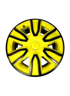 Pistol 15'' Inch 4PC Automotive Wheel Hub Wheel Cup / Cap with Universal Snap-On Retention Rings Wheel Cover Kit - Pistol Yellow&Black - WJ5087 BY-15''  - Image 2