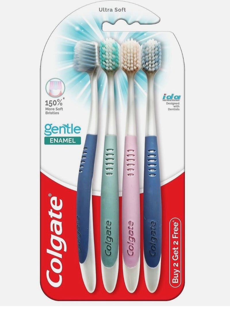 Colgate Gentle Enamel Ultra Soft Bristles Manual Toothbrush 4pc - Image 1