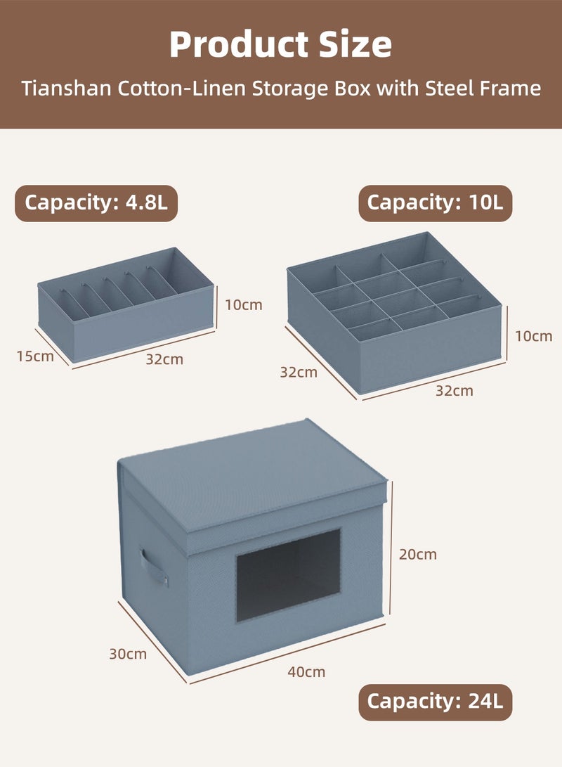 Foldable Storage Box, Closet Organizer with Dividers, Drawer Organizer with Grids, Partitioned Containers, Cloth Organizer, Wardrobe Organizer, Wardrobe Clothes Bins for Underwear, Socks, Bras, Drawers & Multi-Functional Space Saving Storage Boxes - Image 5