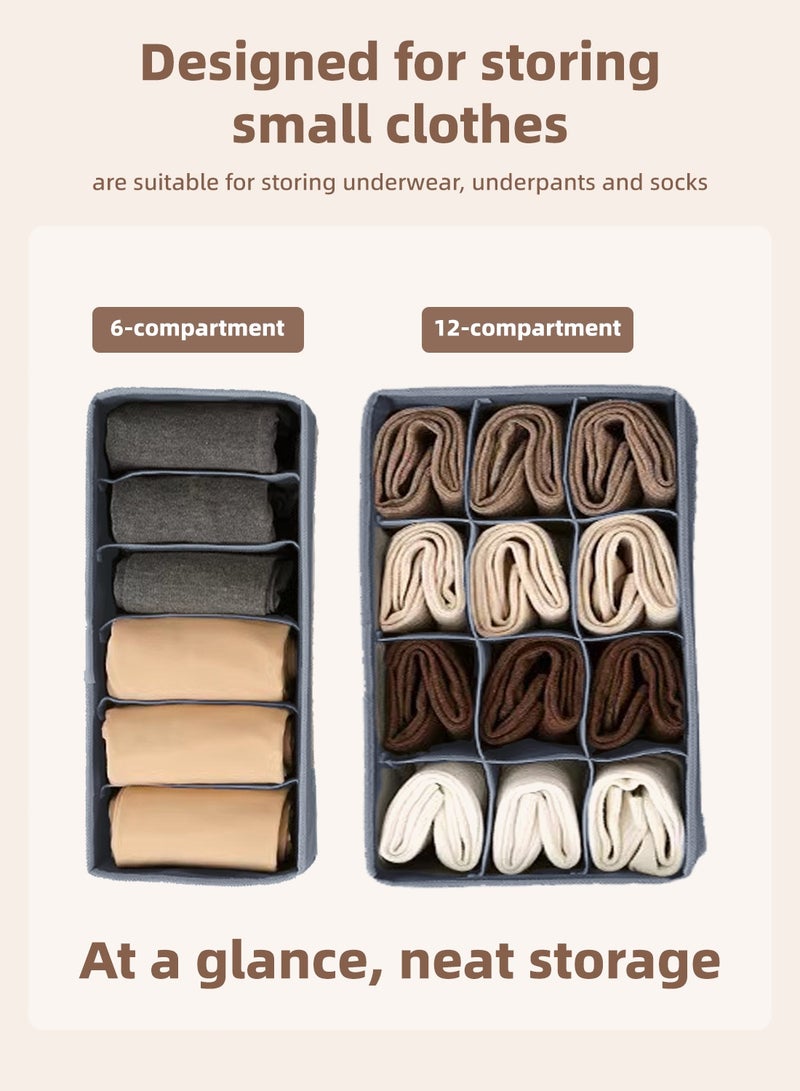 Foldable Storage Box, Closet Organizer with Dividers, Drawer Organizer with Grids, Partitioned Containers, Cloth Organizer, Wardrobe Organizer, Wardrobe Clothes Bins for Underwear, Socks, Bras, Drawers & Multi-Functional Space Saving Storage Boxes - Image 3