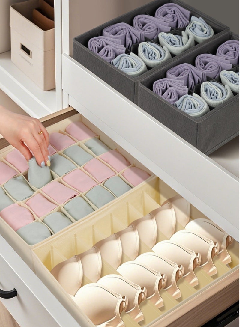 5 Pcs Foldable Storage Boxes, Drawer Organizer with Grids, Closet Organizer with Dividers, Partitioned Containers, Cloth Organizer, Wardrobe Organizer, Wardrobe Clothes Bins for Underwear, Socks, Bras, Drawers & Multi-Functional Space Saving Storage Organizer - Image 1