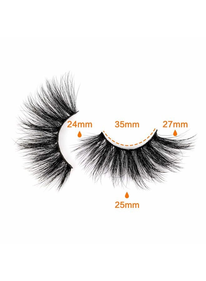 wiwoseo 25MM Lashes False Eyelashes Long Dramatic Faux Mink Fake Eye Lashes Thick Cross Fluffy Volume 4 Pairs Pack - Image 5