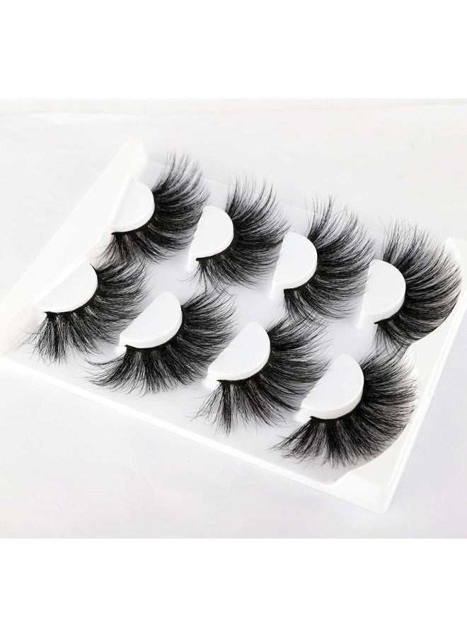 wiwoseo 25MM Lashes False Eyelashes Long Dramatic Faux Mink Fake Eye Lashes Thick Cross Fluffy Volume 4 Pairs Pack - Image 4