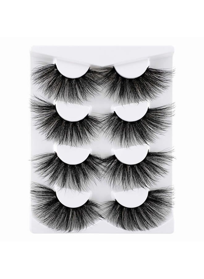 wiwoseo 25MM Lashes False Eyelashes Long Dramatic Faux Mink Fake Eye Lashes Thick Cross Fluffy Volume 4 Pairs Pack - Image 2