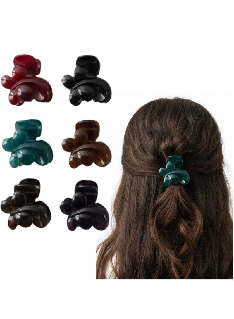 Dantiya 6 Pcs Mini Hair Claw Clips Set for Women & Girls– Stylish Non-Slip Strong Hold Mini Plastic Hair Clamps for Bangs, Strong Grip Small Claw Clips Set for Thick or Thin Hair, Hair Accessories for Styling, Pinning Bangs, Buns & Everyday Hairstyles, Ideal for Daily Use and Gift Set for Half-Up Styles & Daily Hair Styling - Image 1