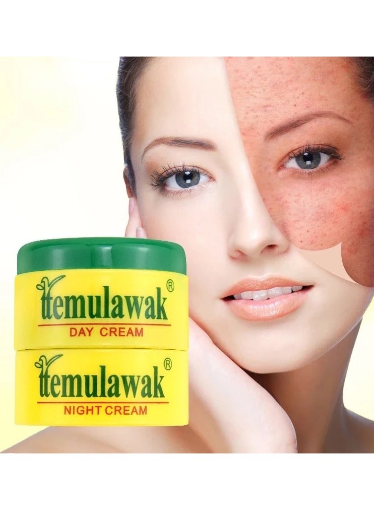 temulawak مجموعة كريم تيمولاواك الماليزية لتفتيح البشرة صابونة وكريم نهاري وليل لتفتيح وتوحيد لون البشرة ومعالجة التصبغات مع مستخلص الكركم وعشبة الألوة فيرا - 50 جرام - Image 1