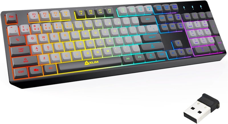 KLIM Chroma Wireless Keyboard – RGB Backlit Gaming, Rechargeable Battery, PC Keyboard, Durable & Water-Resistant, Compatible with PS4, PS5 & Mac - Black - Image 1