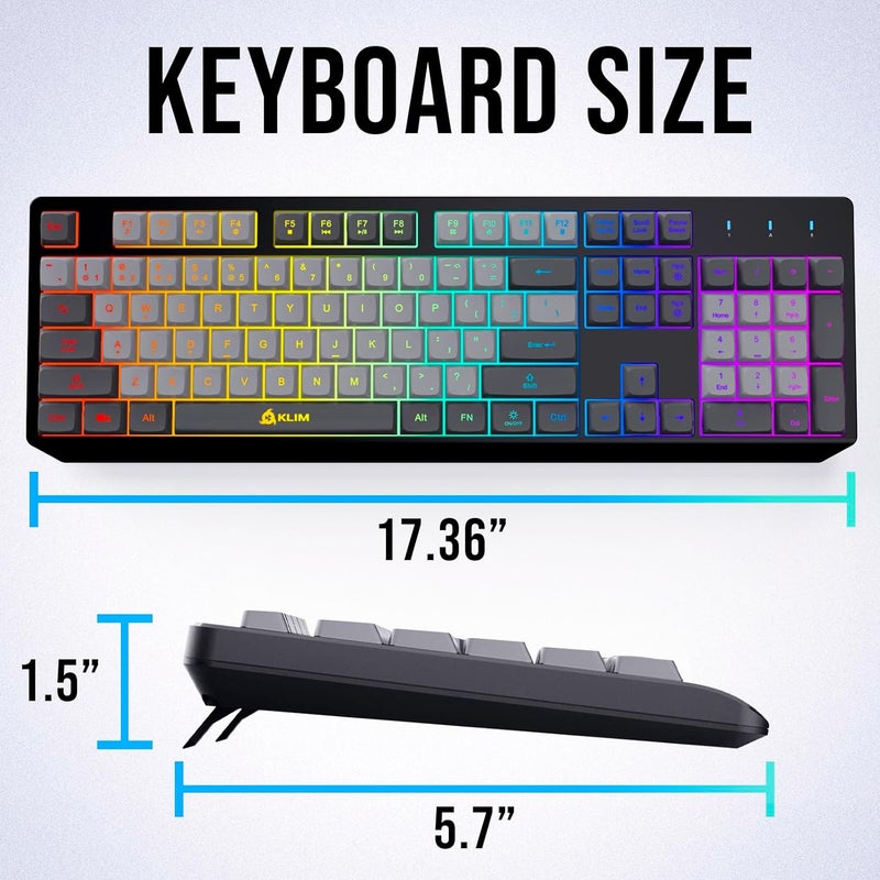 KLIM Chroma Wireless Keyboard – RGB Backlit Gaming, Rechargeable Battery, PC Keyboard, Durable & Water-Resistant, Compatible with PS4, PS5 & Mac - Black - Image 5