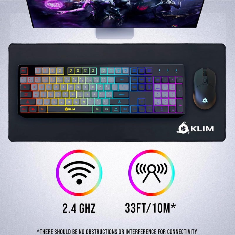 KLIM Chroma Wireless Keyboard – RGB Backlit Gaming, Rechargeable Battery, PC Keyboard, Durable & Water-Resistant, Compatible with PS4, PS5 & Mac - Black - Image 4