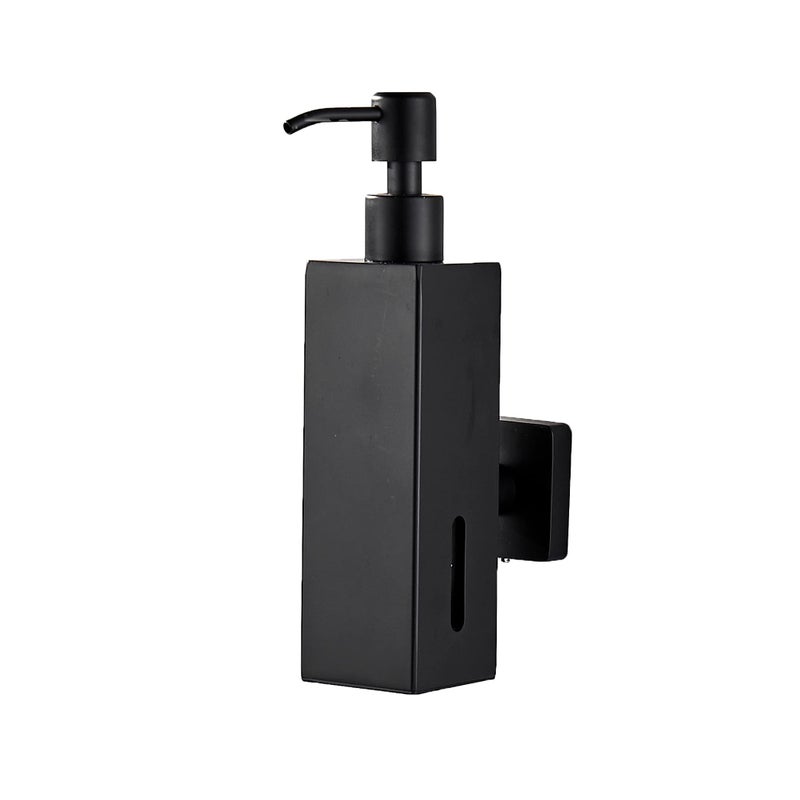 BATHSIR Matte Black Soap Dispenser, Refillable Shower Soap Dispenser Wall Mounted, Stainless Steel Clear Hand Soap Dispenser with Pump for Bathroom Kitchen Sink Dish (Square 200ML) - Image 1
