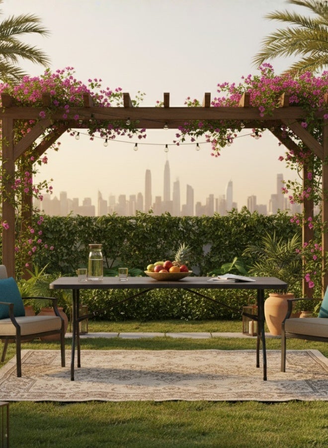 ماركولو طاولة قابلة للطي بتصميم الخشب 6 قدم – قوية جداً، قابلة للطي ومقاومة للطقس (أسود) - Image 1