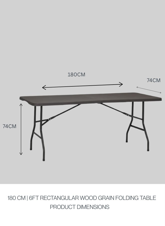ماركولو طاولة قابلة للطي بتصميم الخشب 6 قدم – قوية جداً، قابلة للطي ومقاومة للطقس (أسود) - Image 4