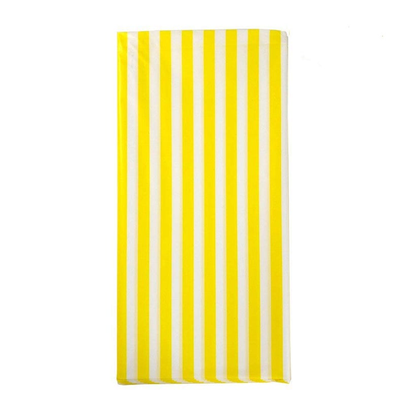 OOCC 2 Pcs Disposable Table Cover Striped Plastic Tablecloth Thickened Rectangle Tablecover for Kitchen Picnic Wedding Birthday Party Baby Shower Catering Events 54x108 Yellow Stripe