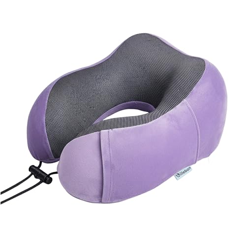 Billebon Neck Pillow for Travel – Comfortable Memory Foam Support, U-Shape Ergonomic Design, Portable for Flight Journeys, Lightweight Compact Build, Soft Washable Cover (Lavender) - Image 1