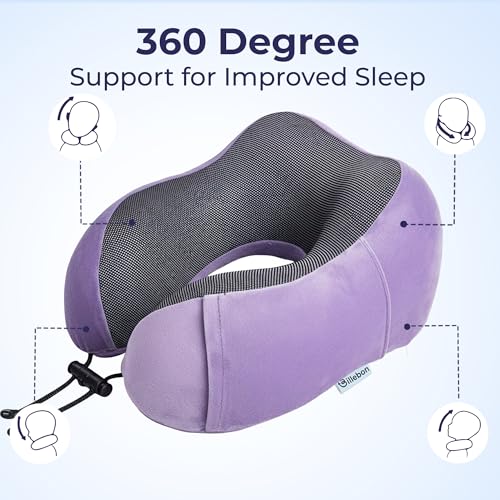 Billebon Neck Pillow for Travel – Comfortable Memory Foam Support, U-Shape Ergonomic Design, Portable for Flight Journeys, Lightweight Compact Build, Soft Washable Cover (Lavender) - Image 5