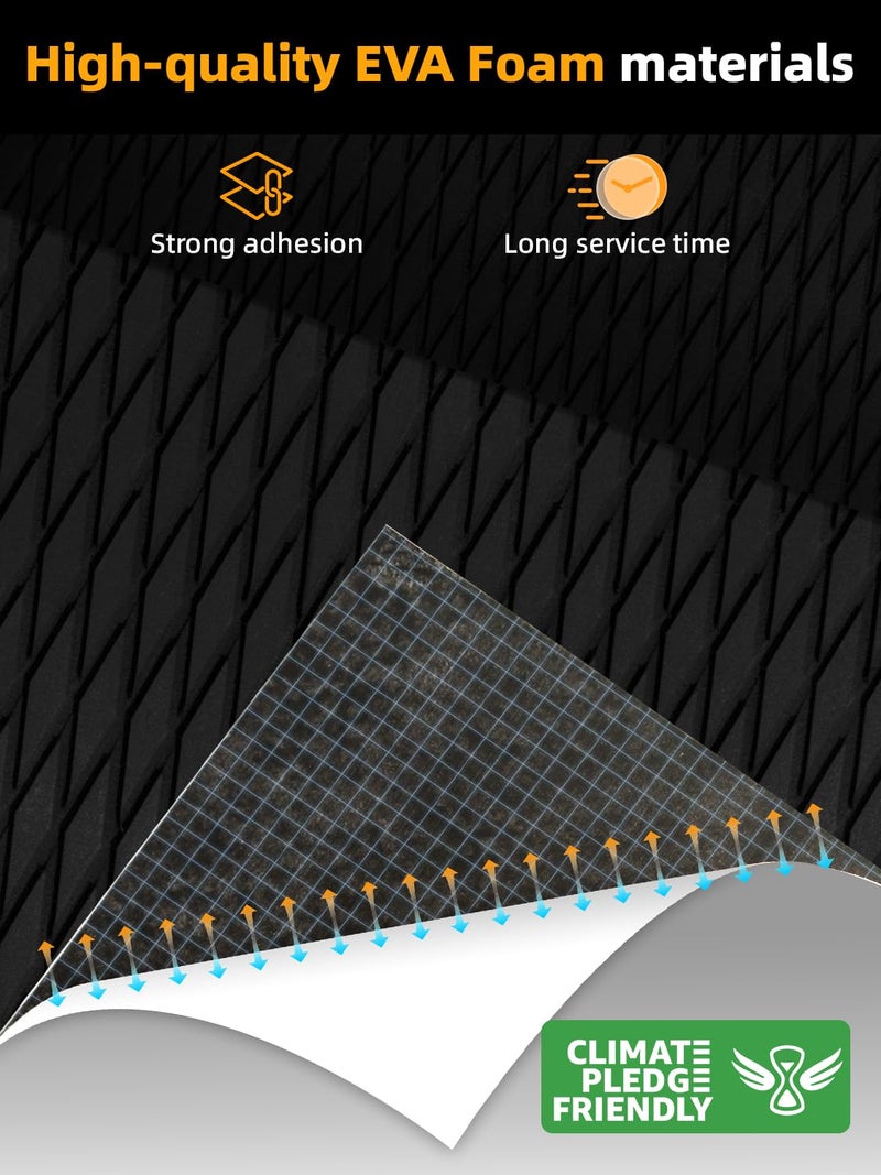 FOCEAN Boat Flooring EVA Foam Boat Decking Camo Marine Flooring Self-Adhesive Marine Mat for Motorboat RV Yacht Kayak, 94.5''x 15.7'', Black - Image 2