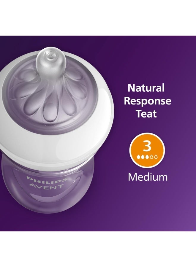 Philips Avent Natural Response Baby Bottle - 3 x 260ml Baby Milk Bottle for Newborns and Up, BPA Free, 1+ Months (Model SCY903/03) - Image 4