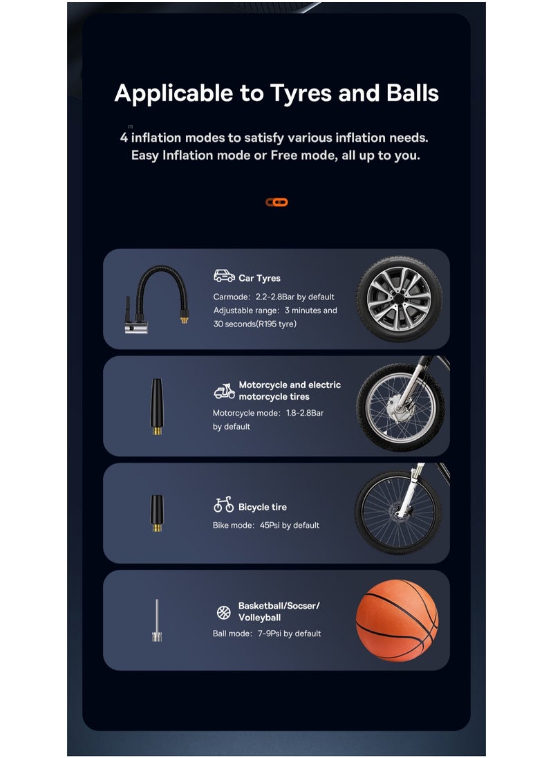 Cordless Tire Inflator, Portable Air Compressor with Smart LCD Display, 6000mAh Rechargeable Battery, Cordless Tire Pump with Flashlight, Digital Pressure Gauge, Auto Shut Off, Compact and Lightweight Air Pump for Car, Motorcycle, Bicycle, Inflatable Ball, Emergency Tire Inflation, Travel Friendly Design