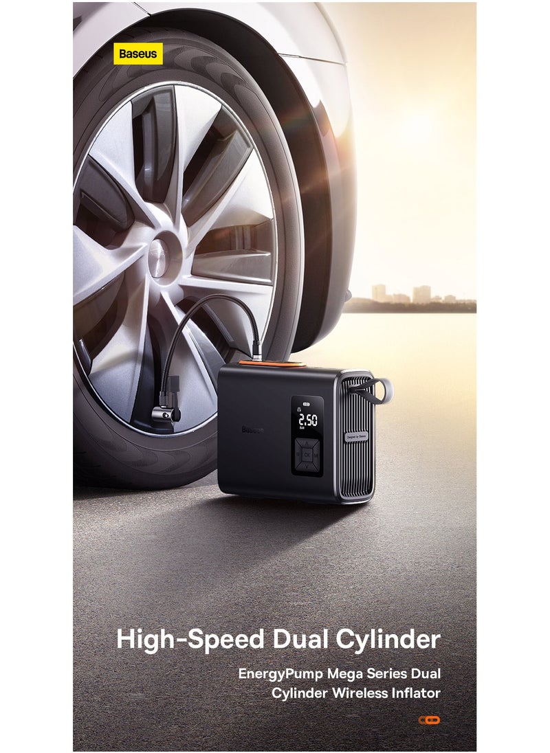 Cordless Tire Inflator, Portable Air Compressor with Smart LCD Display, 6000mAh Rechargeable Battery, Cordless Tire Pump with Flashlight, Digital Pressure Gauge, Auto Shut Off, Compact and Lightweight Air Pump for Car, Motorcycle, Bicycle, Inflatable Ball, Emergency Tire Inflation, Travel Friendly Design