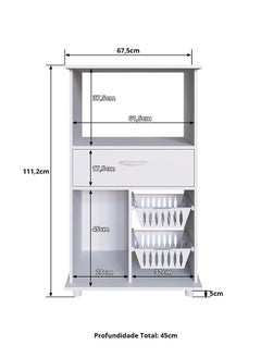 DANUBE HOME خزانة فواكه Wooper منظم مطبخ منزلي قوي أثاث بتصميم حديث لغرفة الطعام وغرفة المعيشة والمطبخ 67.50x45x111.40 سم أبيض  - Image 3