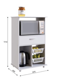 DANUBE HOME خزانة فواكه Wooper منظم مطبخ منزلي قوي أثاث بتصميم حديث لغرفة الطعام وغرفة المعيشة والمطبخ 67.50x45x111.40 سم أبيض  - Image 5