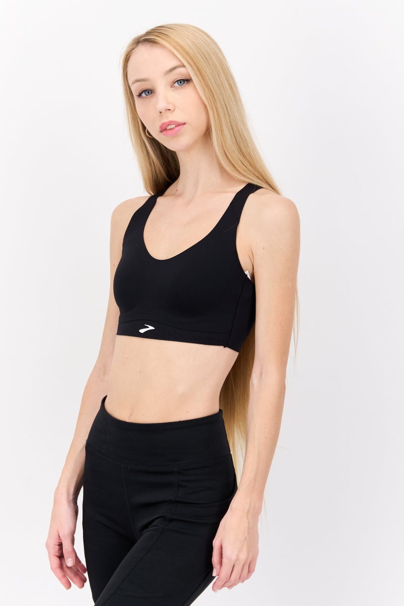 Brooks Women Sportswear Fit Lightly Padded Running Sports Bra, Black - Image 3