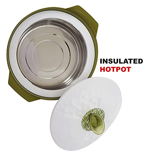 Blueberry's Hexon Inner Stainless Steel and Food Grade Modern Insulated Hot Pot Casserole (Green White, 2000 ml) - Image 5