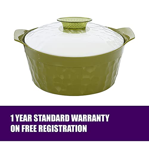 Blueberry's Hexon Inner Stainless Steel and Food Grade Modern Insulated Hot Pot Casserole (Green White, 2000 ml) - Image 2