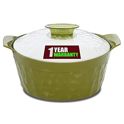 Blueberry's Hexon Inner Stainless Steel and Food Grade Modern Insulated Hot Pot Casserole (Green White, 2000 ml) - Image 1