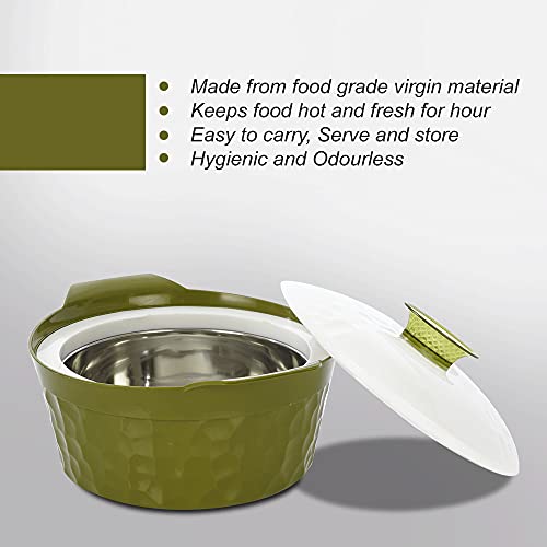 Blueberry's Hexon Inner Stainless Steel and Food Grade Modern Insulated Hot Pot Casserole (Green White, 2000 ml) - Image 3